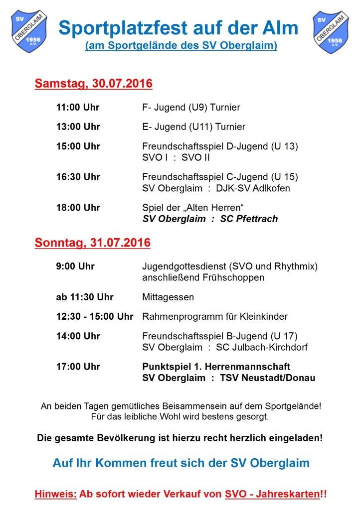 Plakat Sportplatzfest 2016